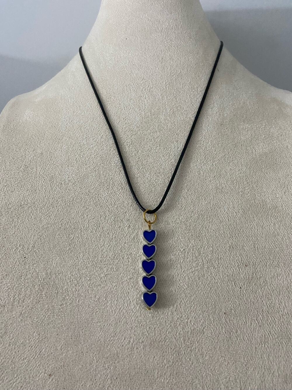 Handmade blue heart pendant necklace
